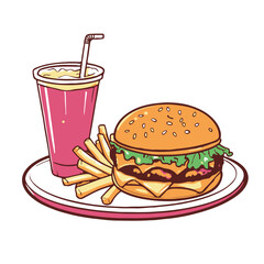 Sticker vector design of fast food 