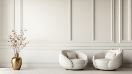 Elegant white chairs in a minimalist room