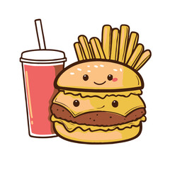 Sticker vector design of fast food 