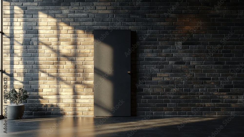 Poster this stylish door hanger mockup reveals a striking contrast between a sleek dark door and a textured