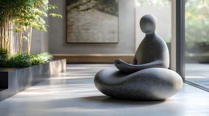 Modern Abstract Sculpture in Minimalist Interior