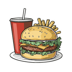 Sticker vector design of fast food 