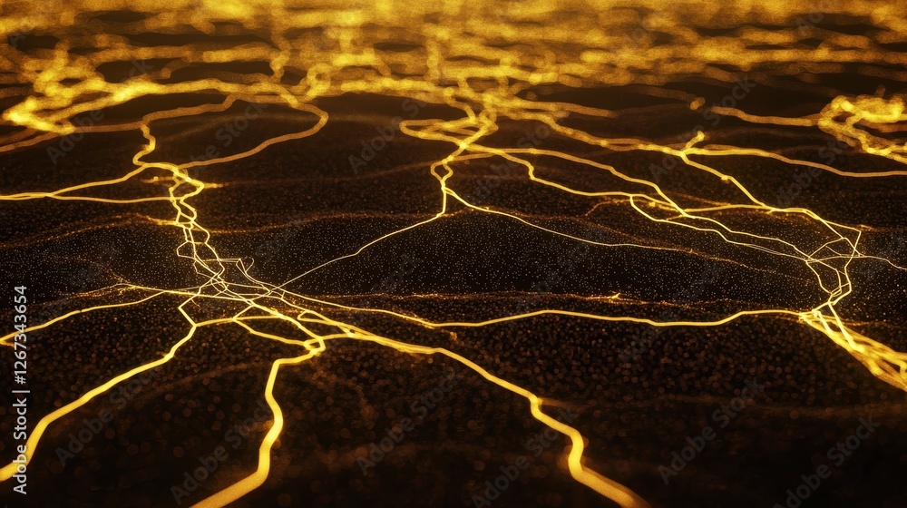 Poster abstract glowing digital energy network visualizing connection and flow