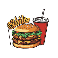 Sticker vector design of fast food 