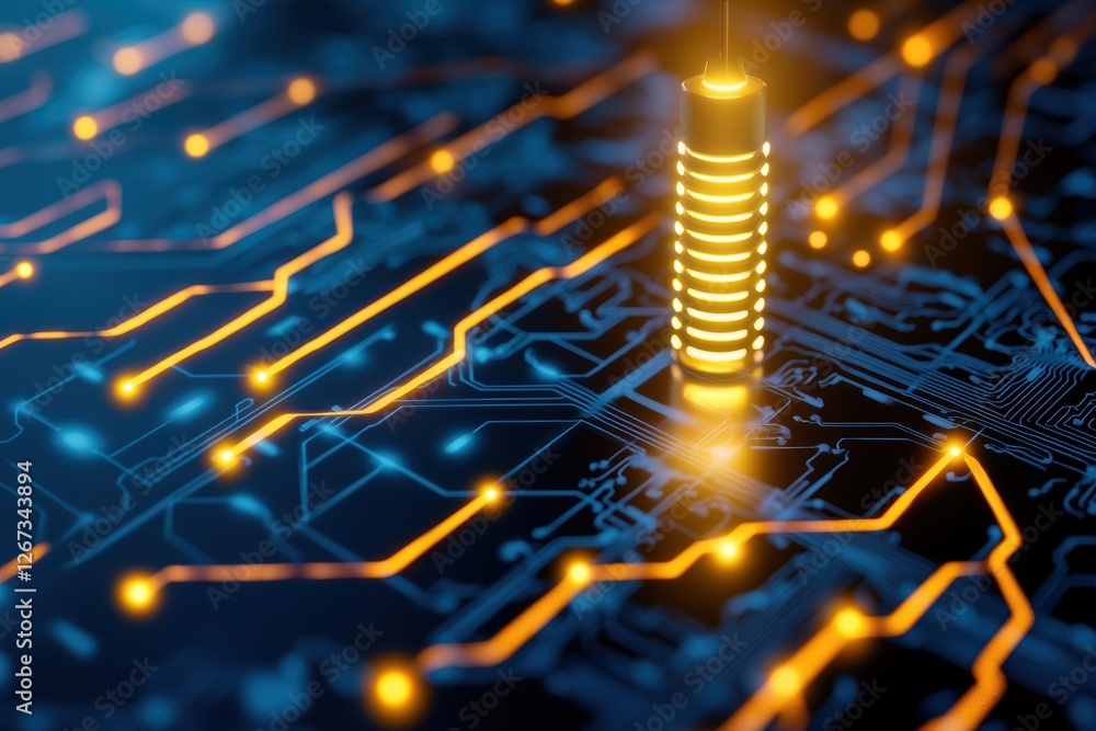 Poster digital concept of ai powered electricity and circuit design in technology