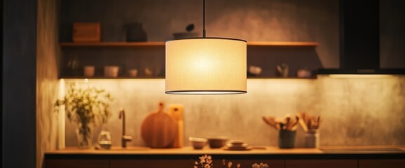 Kitchen pendant lamp, warm light, cozy ambiance