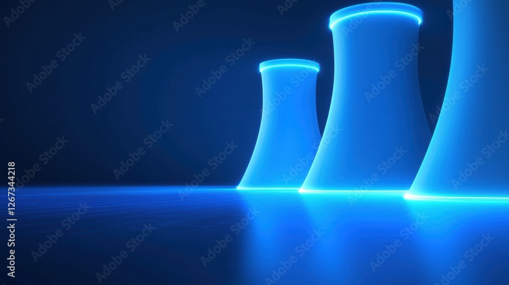 Aufkleber futuristic ai driven power plant with glowing elements in a modern setting
