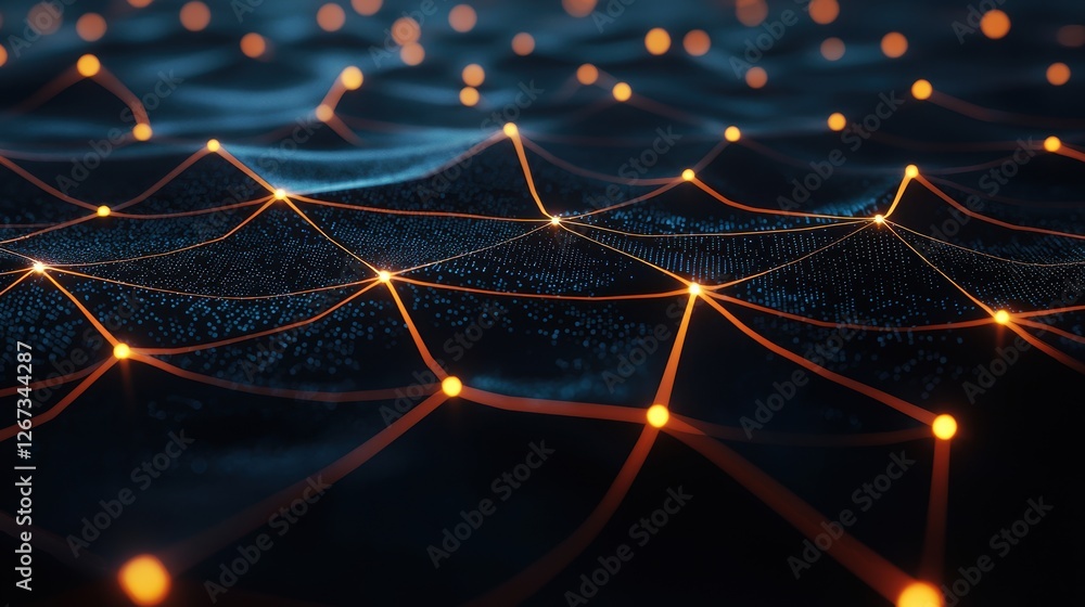 Poster visual representation of smart ai-driven energy grid with connected nodes and lines