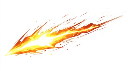 Fiery projectile streaks across white background; game design element