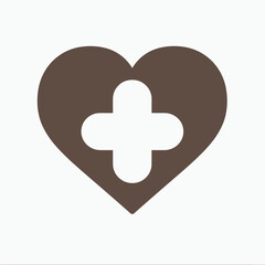 Brown heart icon with medical cross symbol.