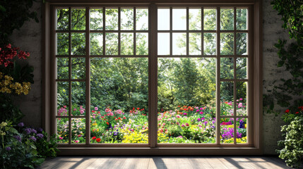 Garden window house room design interior architecture ideas scenery nature landscape window decor wallpaper