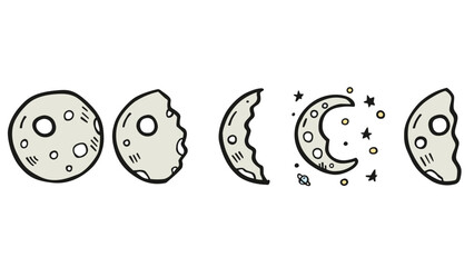 Galactic and solar system, space hand-drawn planets and elements vector illustration © Llama Studios