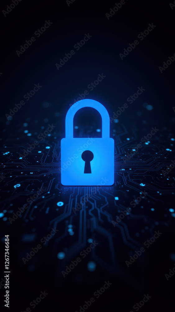 Poster cybersecurity key with network background and dark ambiance.