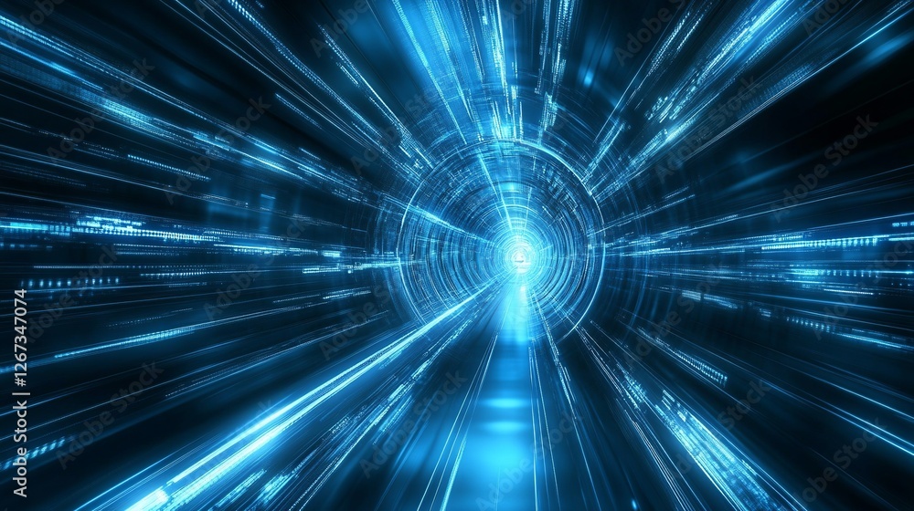 Poster futuristic high technology blue background network networking abstract line connectivity.