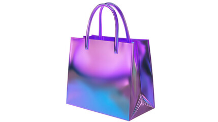 Holographic shopping bag isolated on white background 