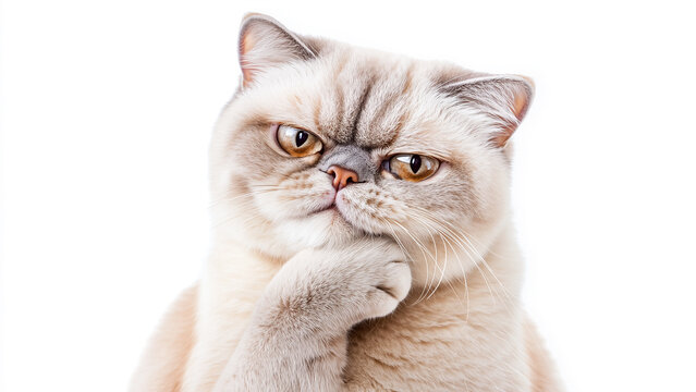 Thinking meme cat isolated on transparent background with copy space cat_background_399