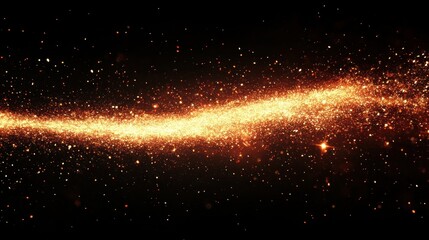 Fototapeta premium Golden dust trail, space background, cosmic design, website banner