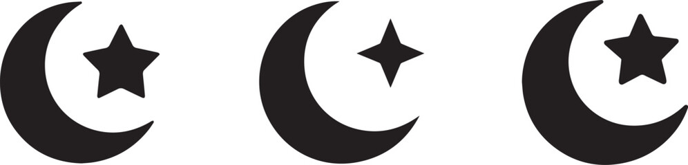 Crescent Moon and Star Islamic Symbol Vector