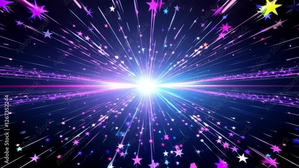 Poster vibrant abstract lightspeed background colorful stars on black canvas creating stunning visual exper