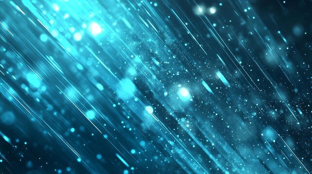 futuristic abstract blue tech background with digital waves particles artificial neural network cyber computing, Abstract blue teal data technology BG