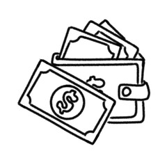 Illustration of a Wallet with Dollar Bills Depicting Money and Finance Concept