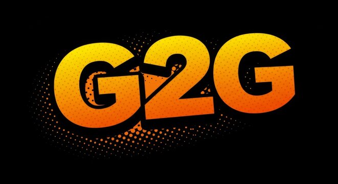 Bold Comic-Style G2G Text in Vibrant Orange with Halftone Design