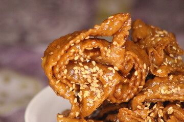 Chebakia Close Up, Sweet Moroccan Cookie