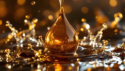 Liquid gold splash with shimmering surface, a captivating spectacle