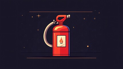 Red Fire Extinguisher Vector Icon in Flat Cartoon Style