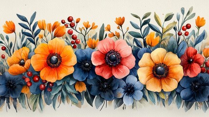 Fototapeta premium Background with colorful flowers.
