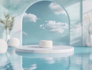 Serene Poolside Product Display Platform