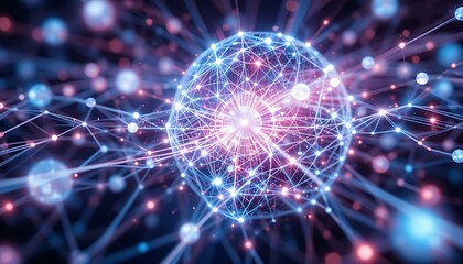 Obraz premium Global Network: Connected World, Data Visualization, Digital Sphere