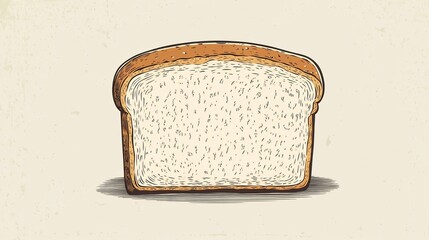 Flat Vector Illustration of a Single Bread Slice