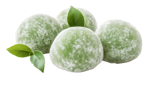 Green mochi dessert isolated on white background 