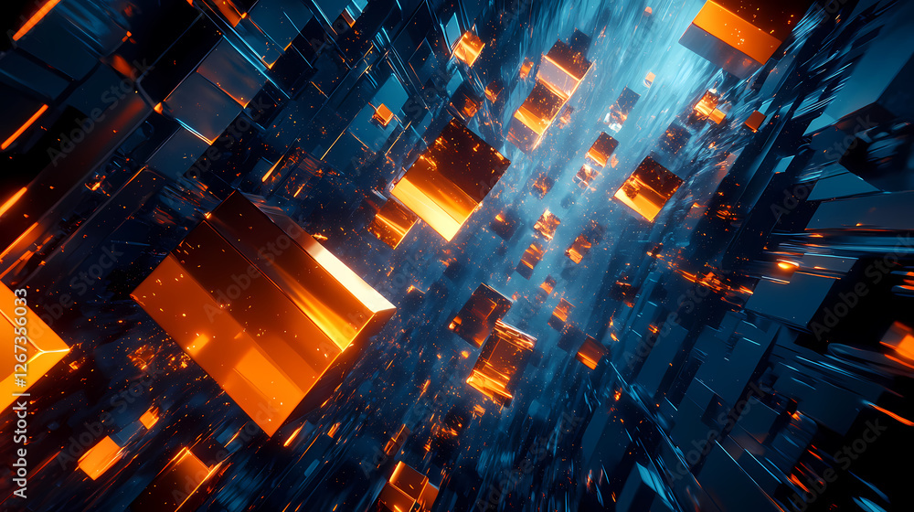 Poster abstract tech blocks