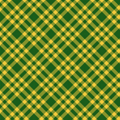 Plaid with twill weave repeat pattern.Colorful gingham seamless pattern in green and yellow.Checkered tartan Geometric graphic vector illustration background design for fabric and prints.