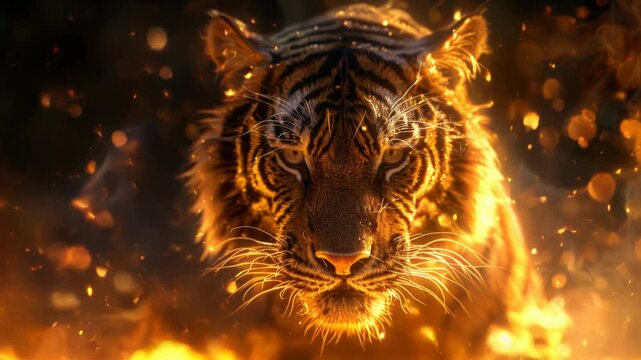 fierce tiger logo, tiger head in fire