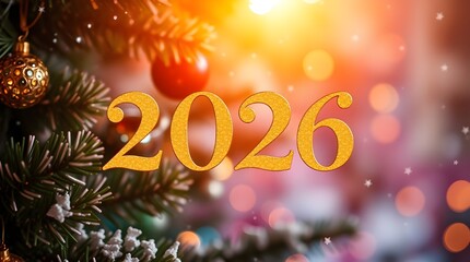 happy new year 2026 greeting card, new year 2026 white golden number red bg with sparkle, new year...