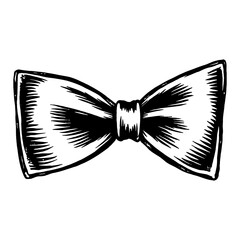 Classic Bow Tie Detailed Black and White Elegant Outline Line Art Drawing with a Formal Style