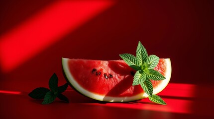 Fresh watermelon on the red background