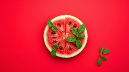 Fresh watermelon on the red background