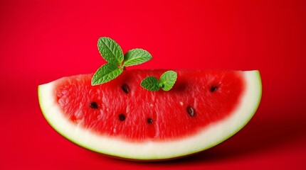 Fresh watermelon on the red background