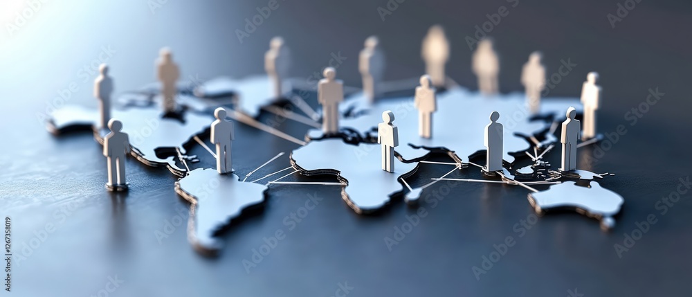 Aufkleber group of pins on map representing business connections and networking in social media online interac