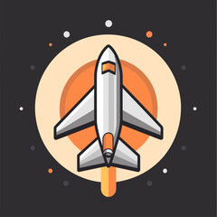  Modern rocket launch illustration with retro-style design.