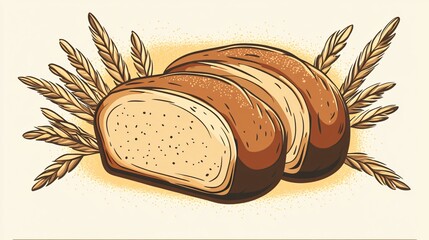 Freshly Baked Loaf of Bread Vector Illustration