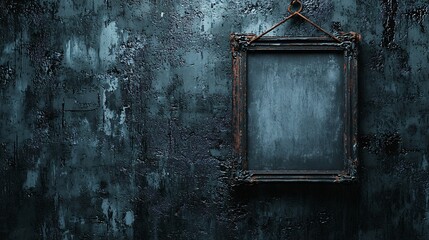 Rustic frame on grunge wall; copy space