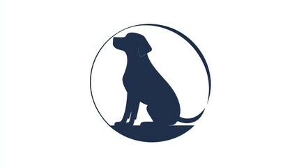 Obraz premium Silhouetted dog in a circle, logo concept, possible pet or animal adoption campaign