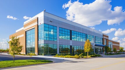 Obraz premium Large data center building with high security and surveillance systems