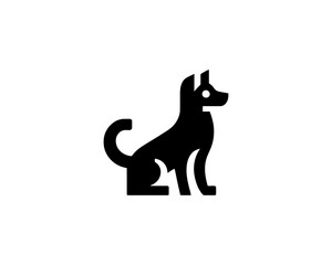 Silhouette Dog logo design icon symbol vector illustration. Black and White Dog Logo