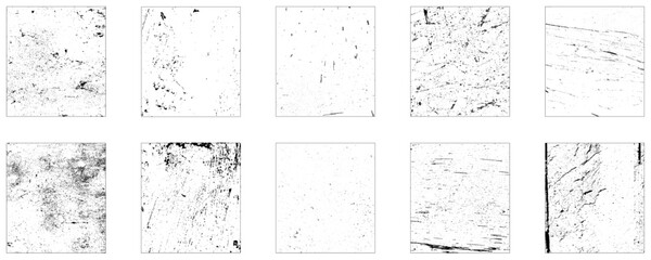 Grunge texture effect set. Distressed overlay rough textured. Vector illustration.